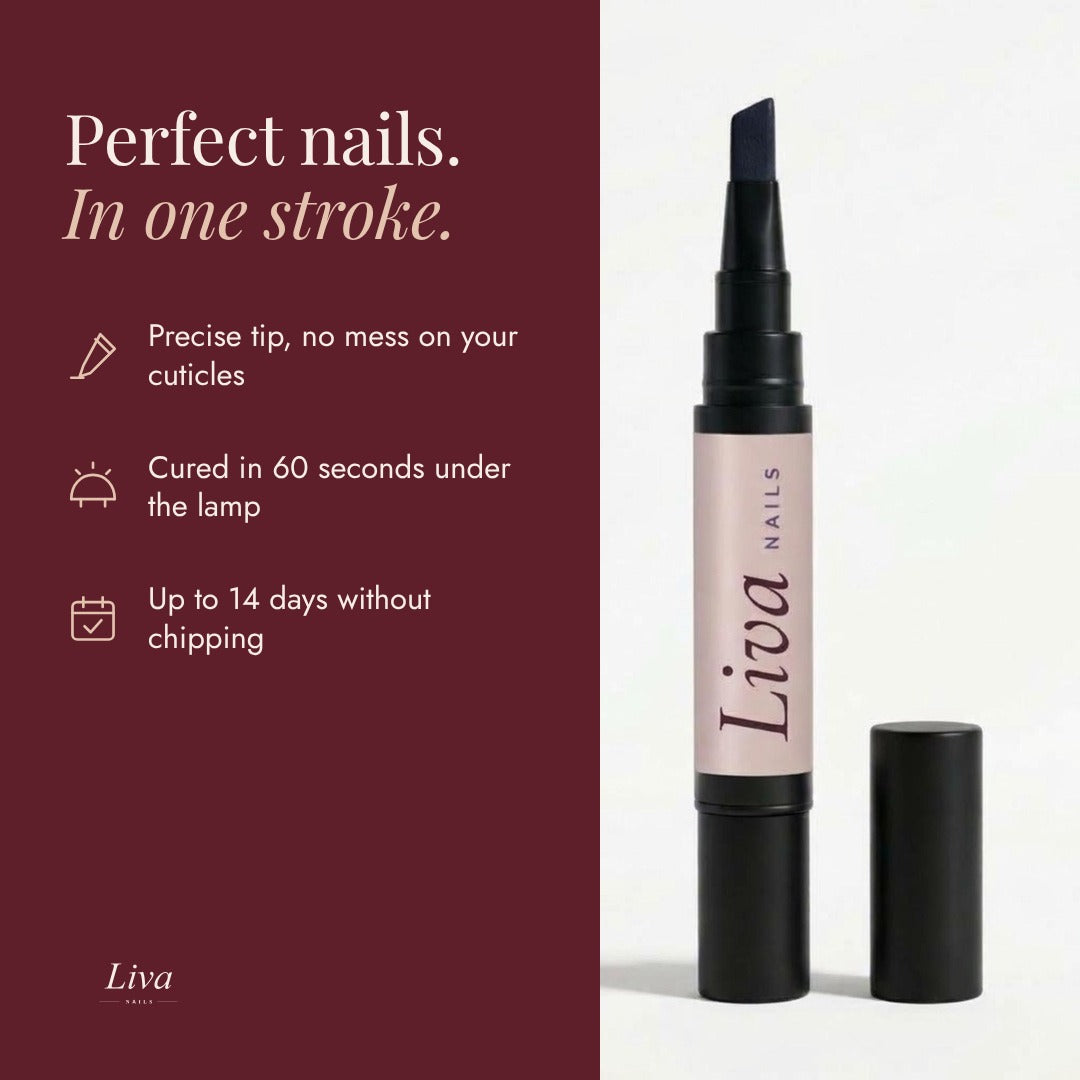 Liva gel neglelak pen 01 Sort, perfekte negle i ét strøg