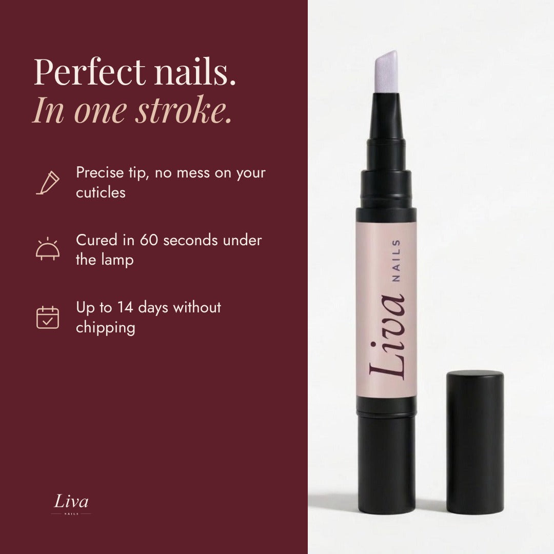 Liva gel neglelak pen 13 Perlehvid, perfekte negle i ét strøg