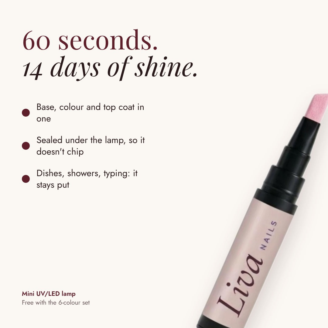 Liva gel neglelak pen 08 Babyrosa, 60 sekunder og 14 dages glans