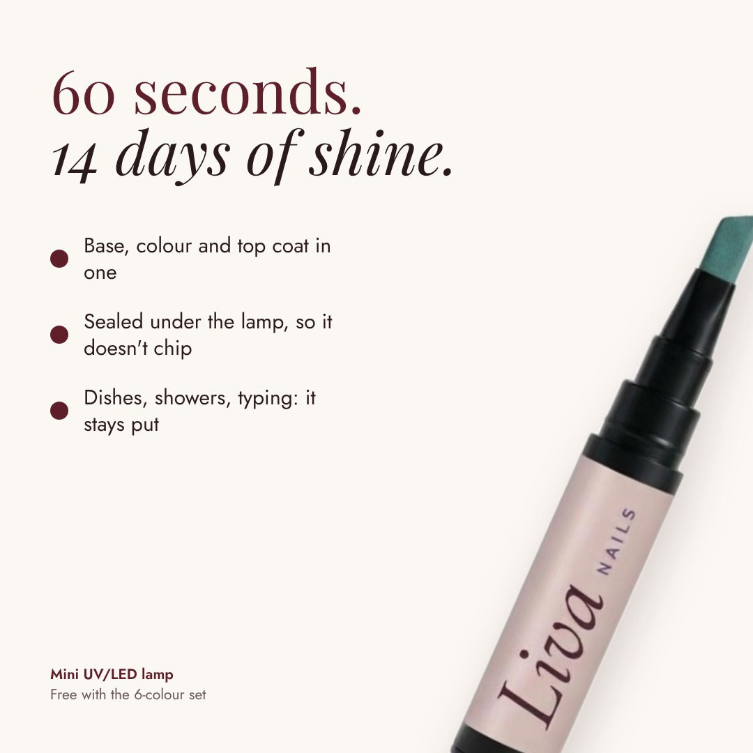 Liva gel neglelak pen 31 Salvie, 60 sekunder og 14 dages glans