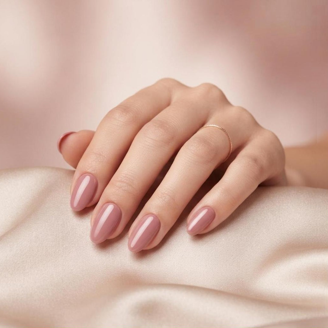 Negle med Liva gel-neglelak i Gammelrosa